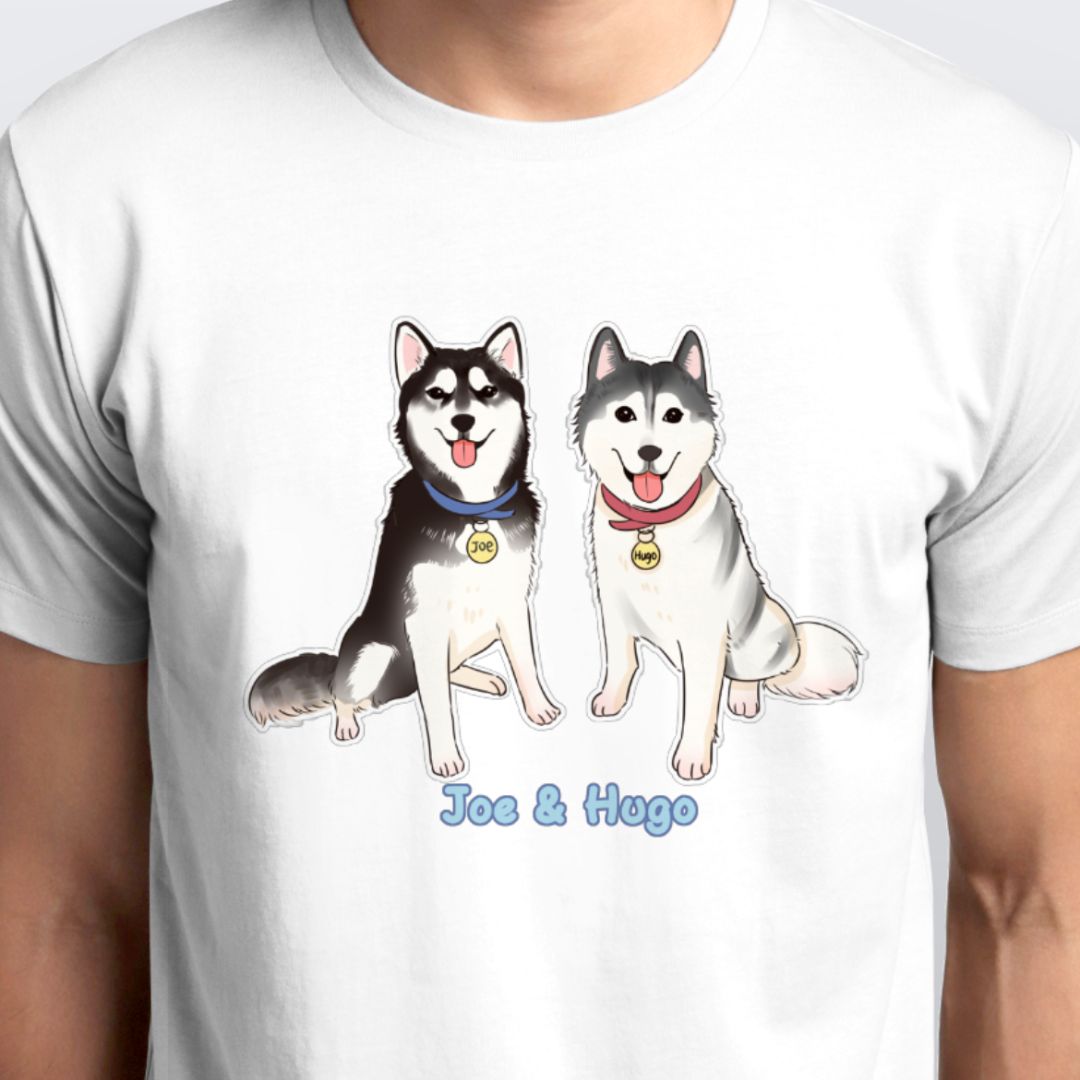 Husky Hugo & Joe 大卡通圖形設計短袖T-Shirt 2023(男裝) Husky Hugo