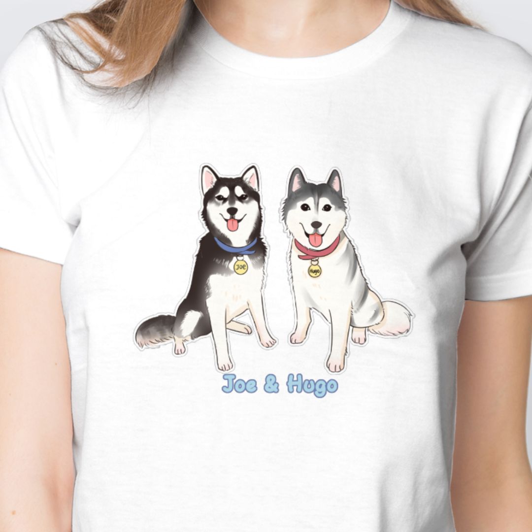 Husky Hugo & Joe 大卡通圖形設計短袖T-Shirt 2023(女裝) Husky Hugo