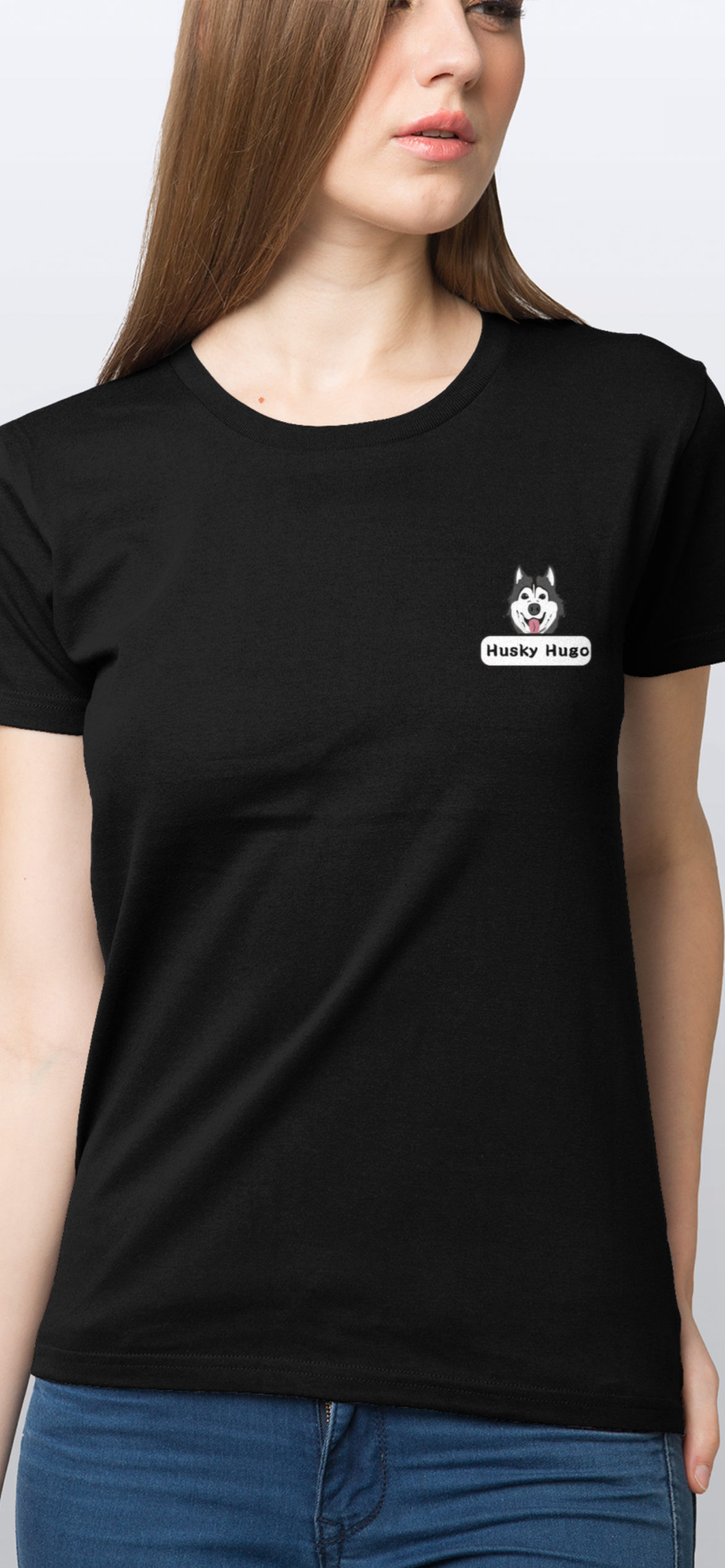 Husky Hugo 卡通圖形設計連名牌 短袖T-Shirt 2021(女裝) Husky Hugo 恆藝網上商城