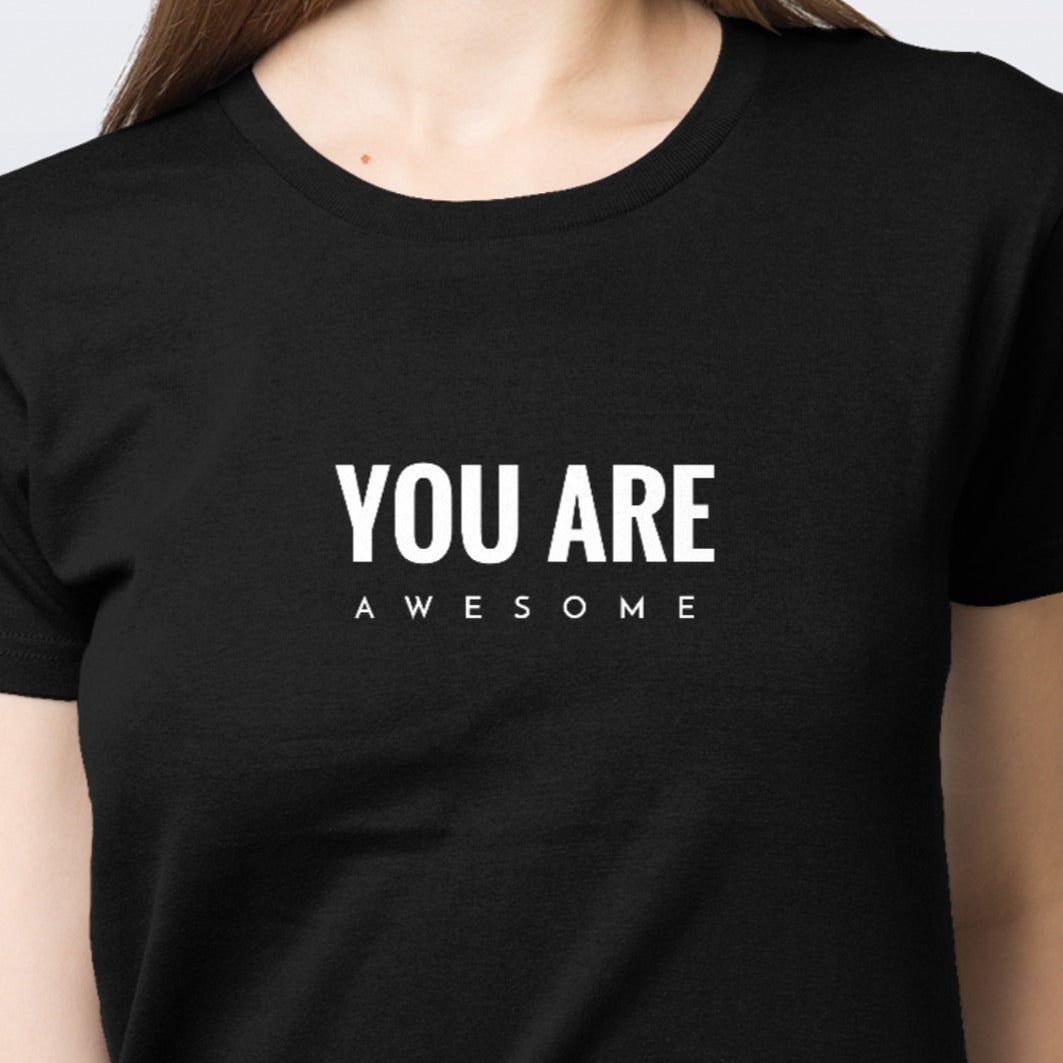 You are Awesome 短袖黑色T-Shirt(女裝) Duncan Si Channel