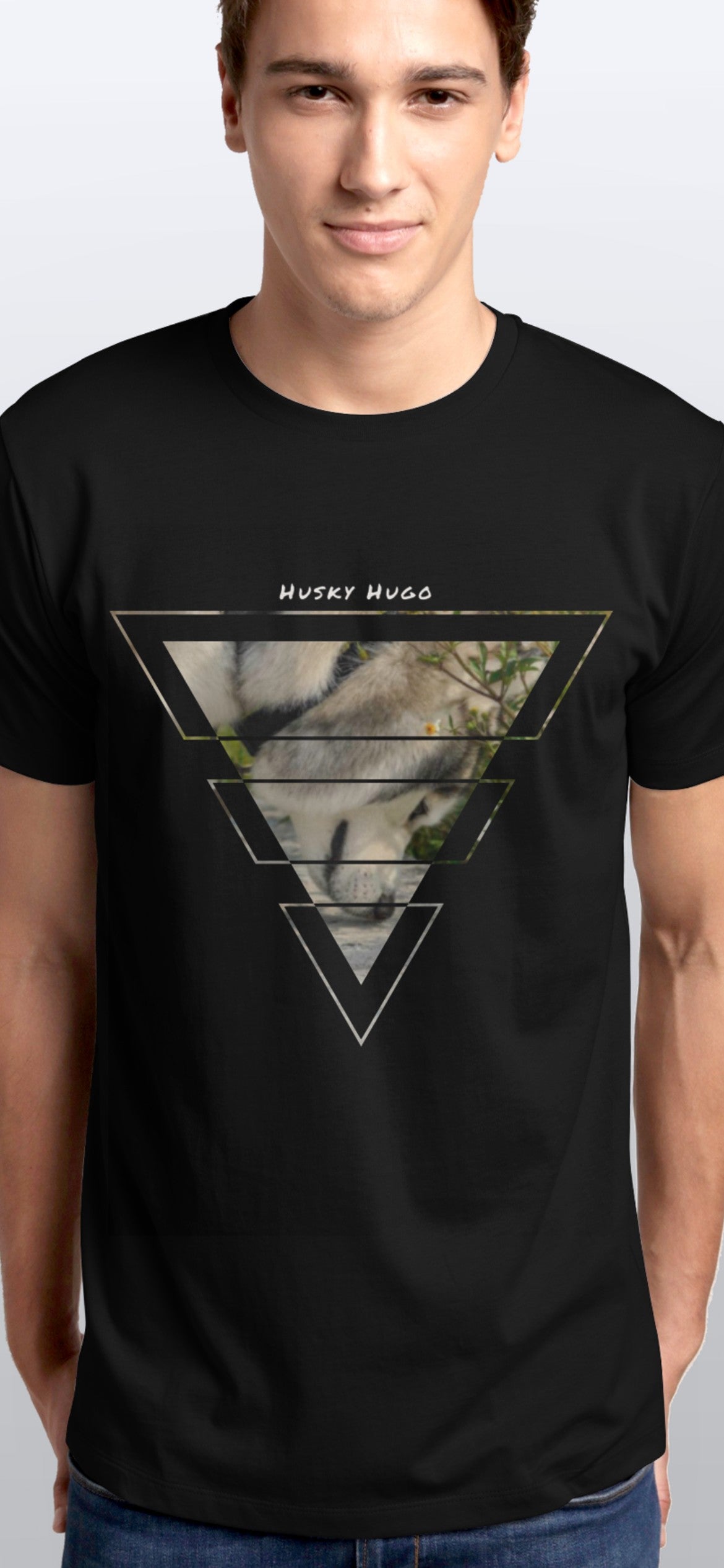 Husky Hugo 三角圖形設計 短袖黑色T-Shirt 2021(男裝) Husky Hugo