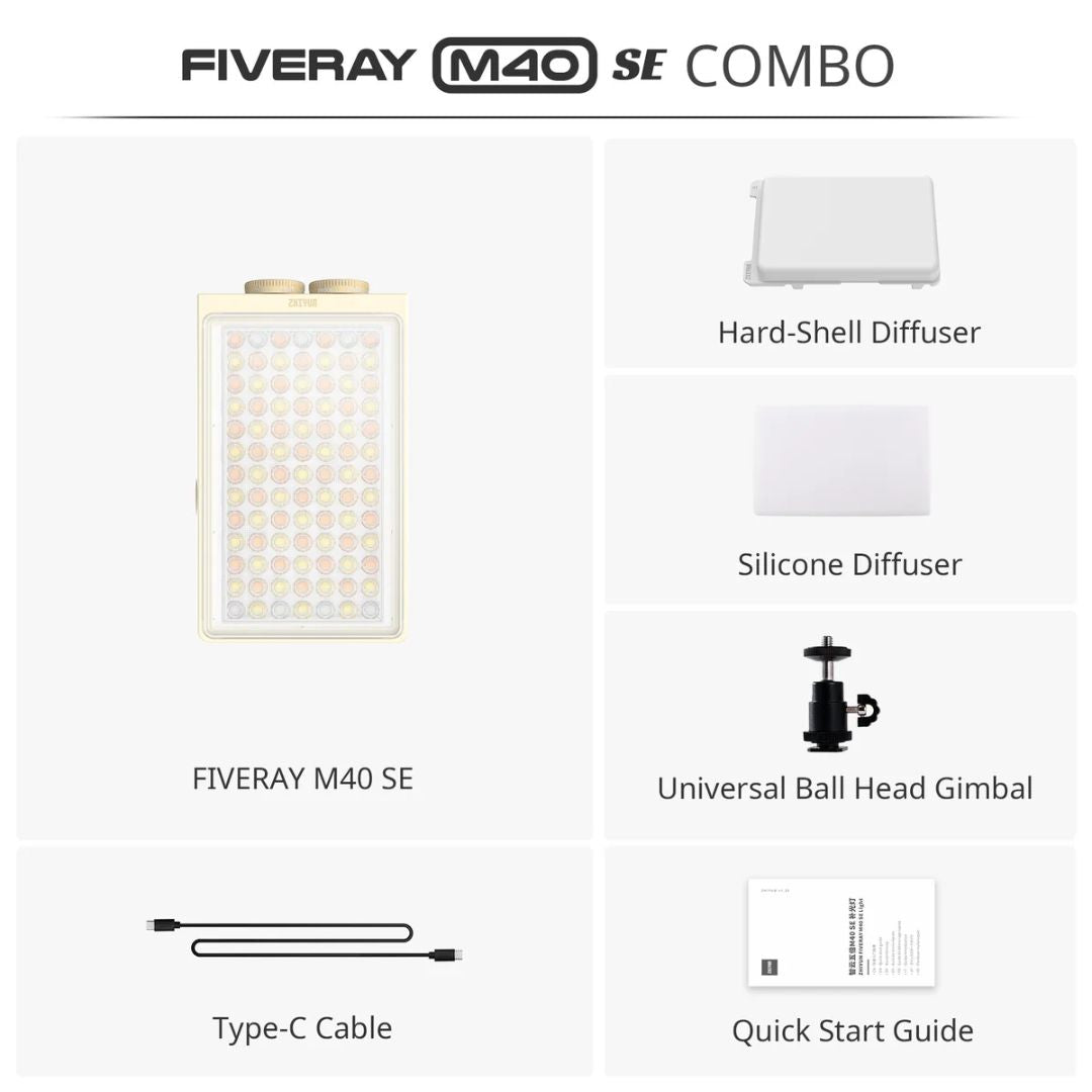 Zhiyun FIVERAY M40SE Combo LED 迷你補光攝影燈