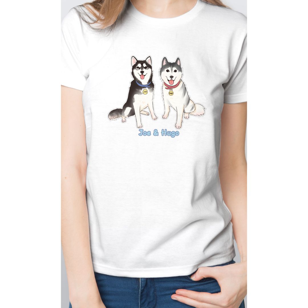 Husky Hugo & Joe 大卡通圖形設計短袖T-Shirt 2023(女裝) Husky Hugo