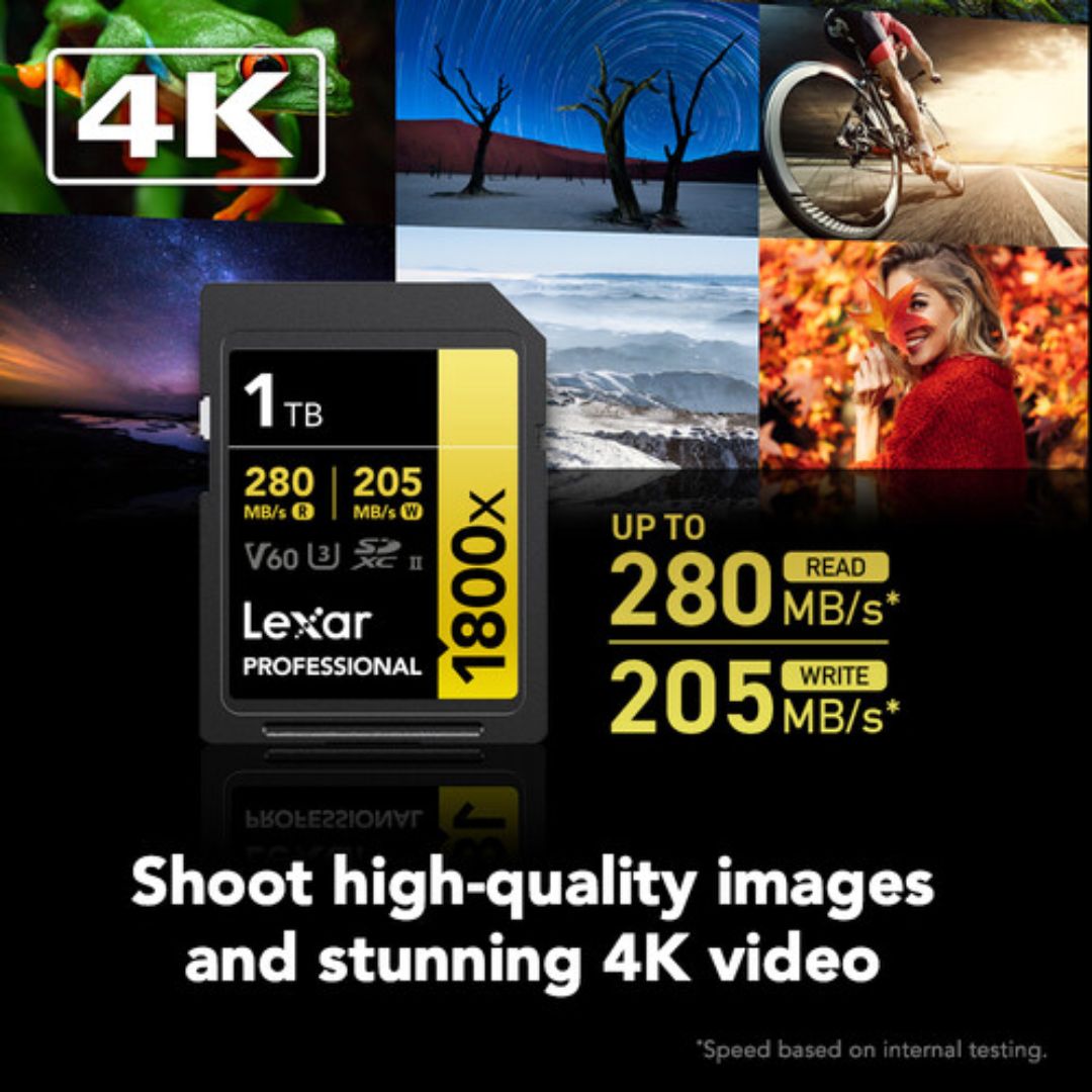 Lexar Professional 1800x UHS-II SDXC V60 SD Memory Card
