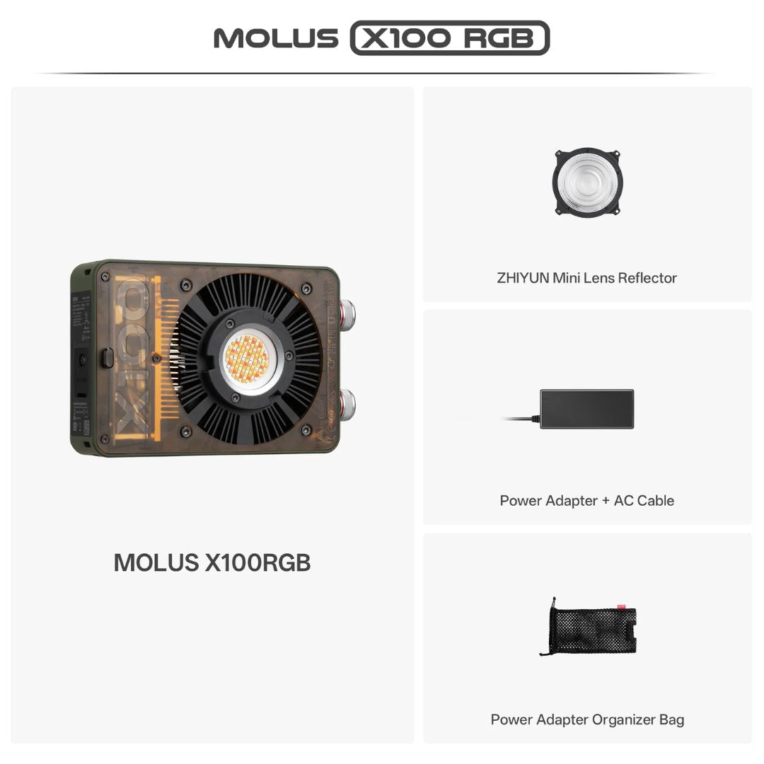 Zhiyun MOLUS X100 RGB COB LED 攝影燈 Zhiyun 恆藝網上商城