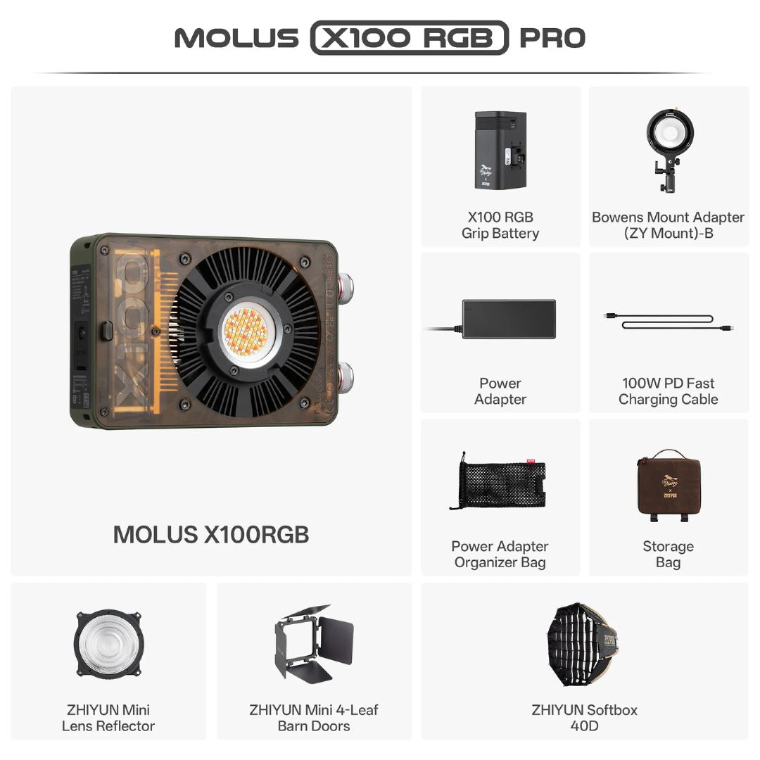 Zhiyun MOLUS X100 RGB Pro COB LED 攝影燈 Zhiyun 恆藝網上商城