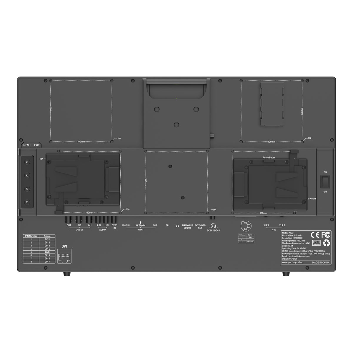 Portkeys MT22 Director Monitor 21吋高亮度導演影像監視器 Portkeys