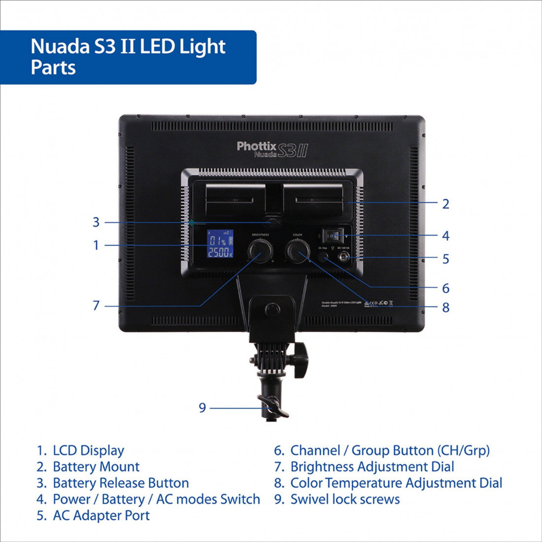 Phottix Nuada S3A LED Video Twin Kit Light LED攝影燈雙燈套裝 Phottix 恆藝網上商城