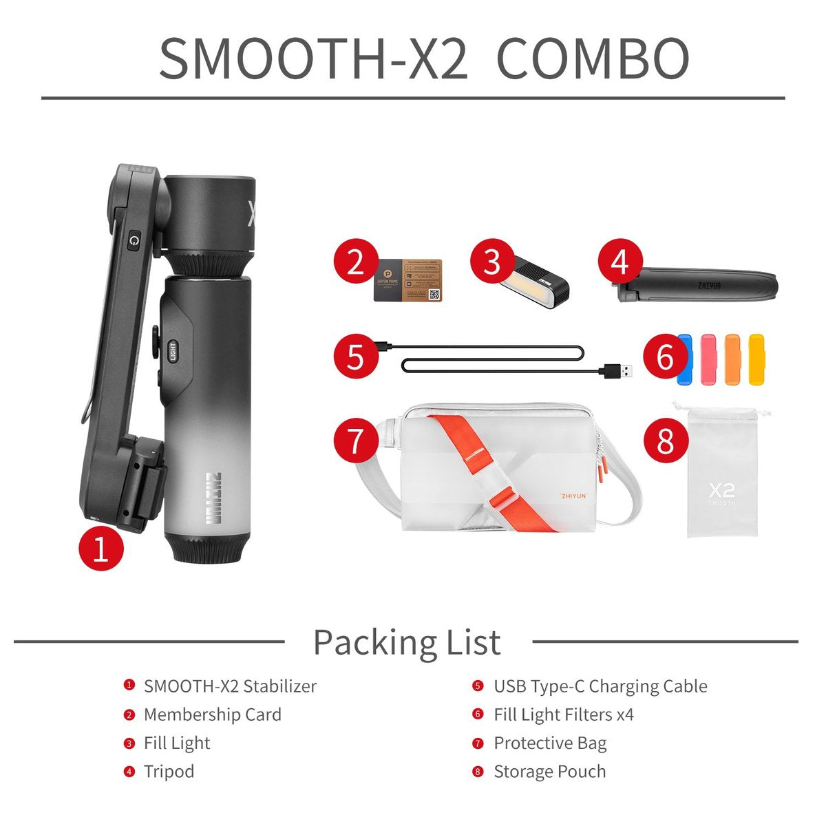 Zhiyun Smooth X2 Combo 手機穩定器套裝 Zhiyun