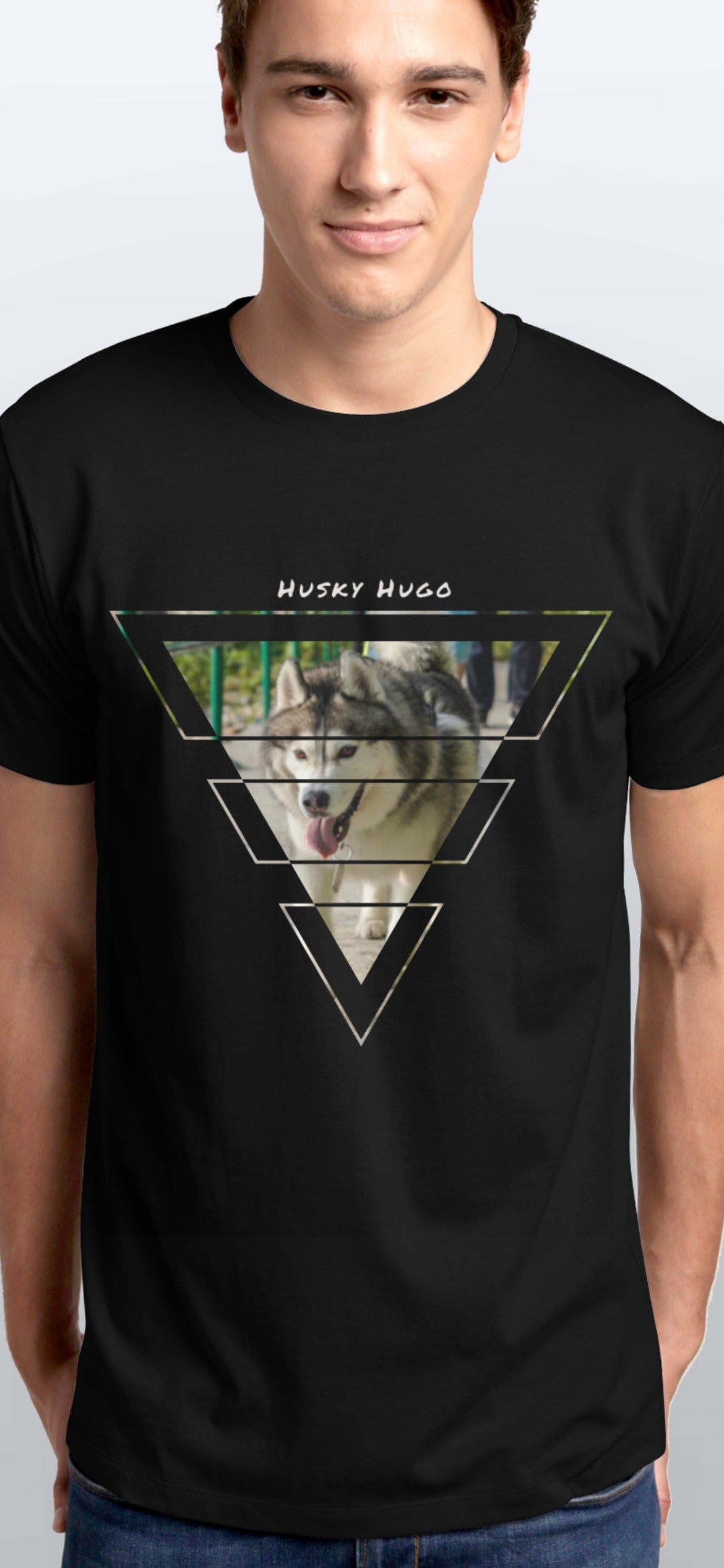 Husky Hugo 三角圖形設計2 短袖黑色T-Shirt 2021(男裝) Husky Hugo