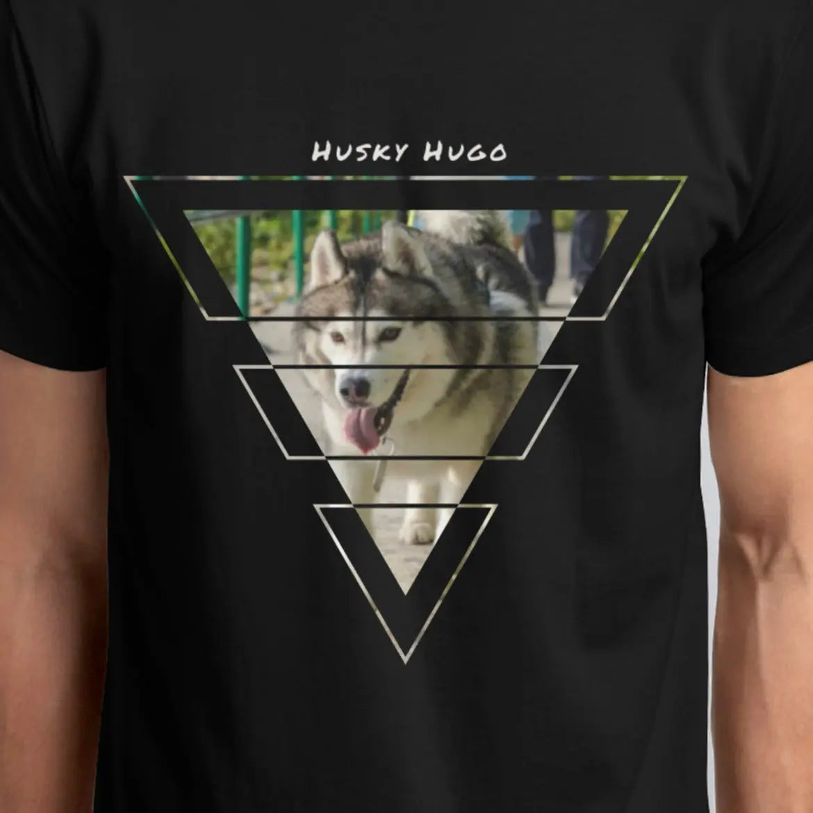Husky Hugo 三角圖形設計2 短袖黑色T-Shirt 2021(男裝) Husky Hugo
